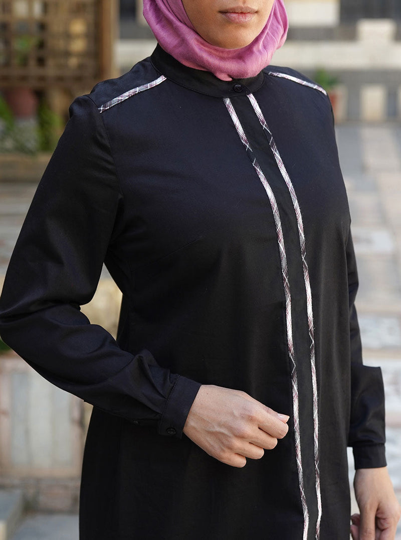 Plaid Trim Tunic