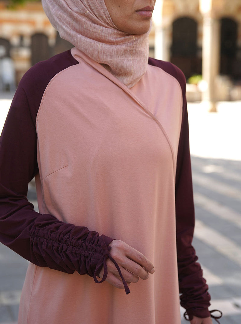 تونيك متداخل بأكمام مجمعة