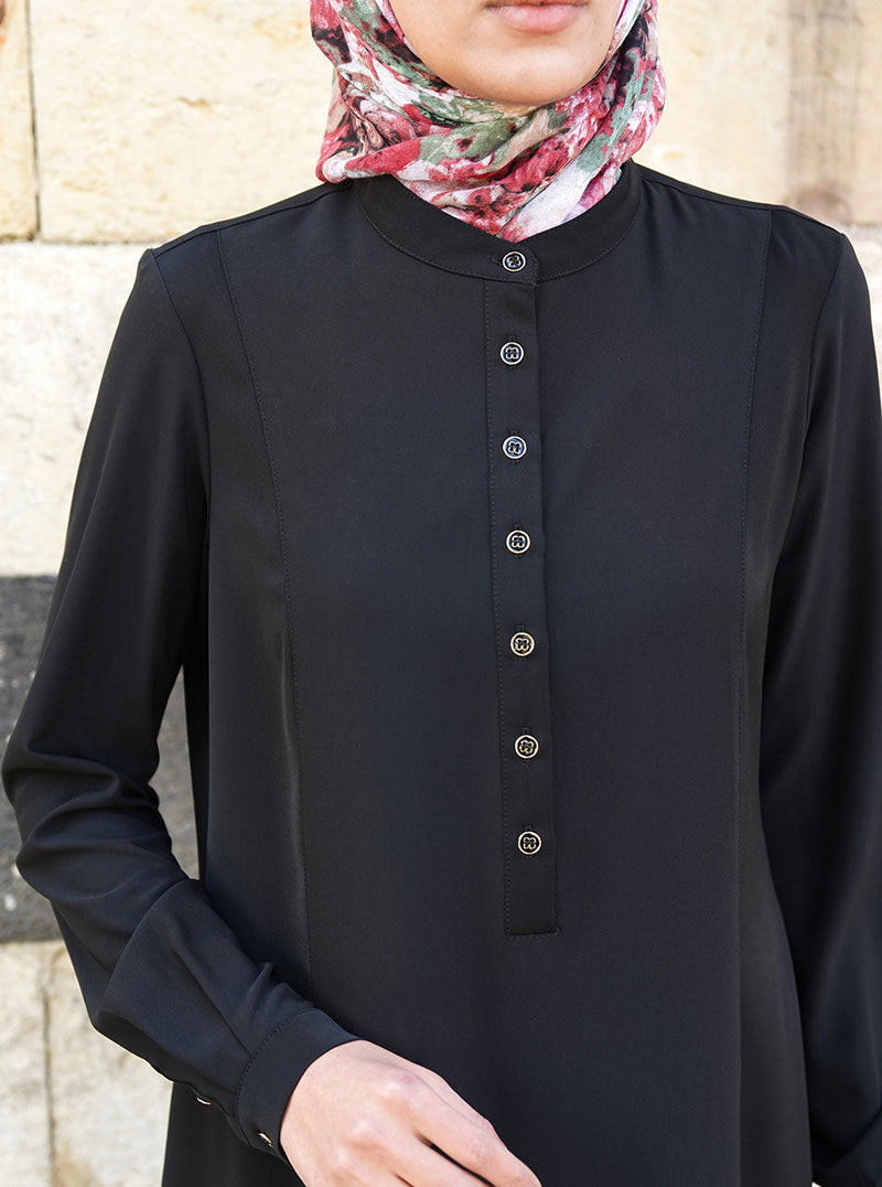 بلوزة طويلة مع طيات