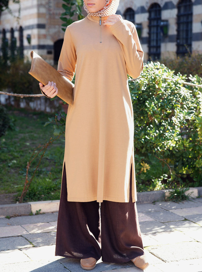 تونيك جيرسي قطنية مع سحّاب
