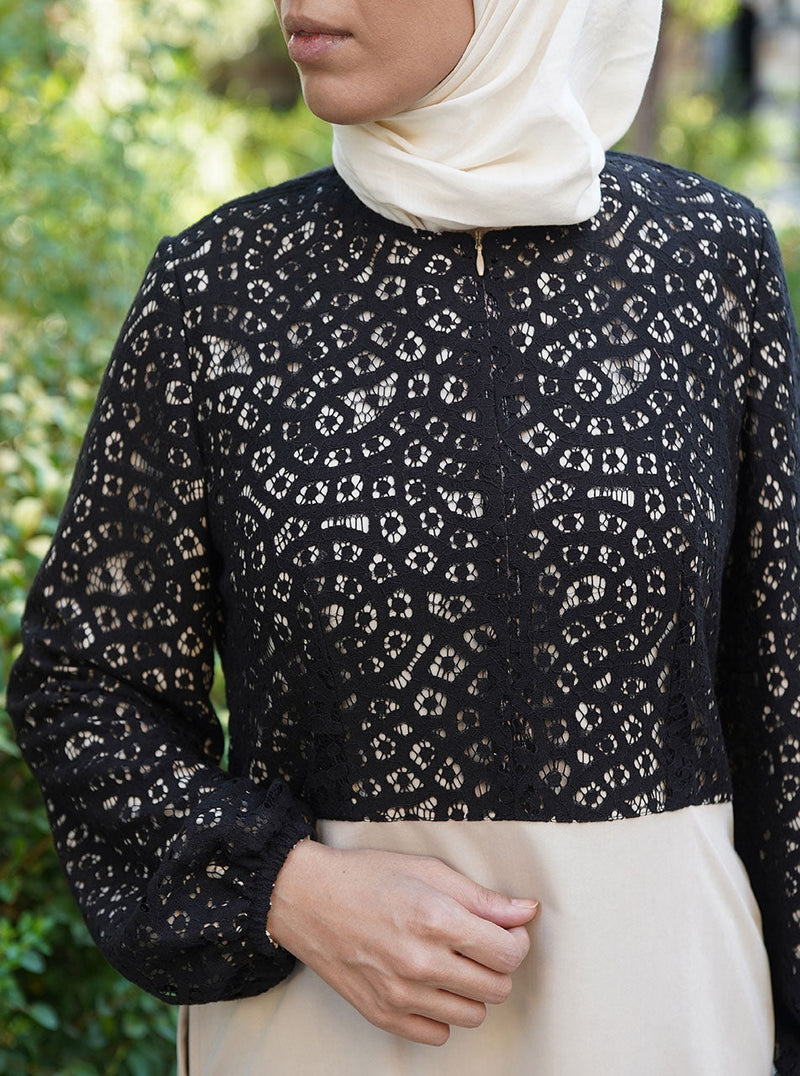 Lace Bodice Abaya Gown