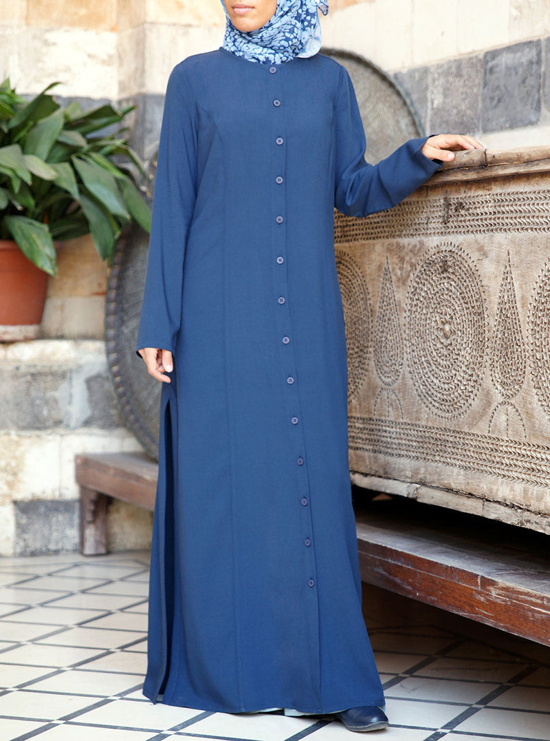 Side Slit Shirt Dress Abaya