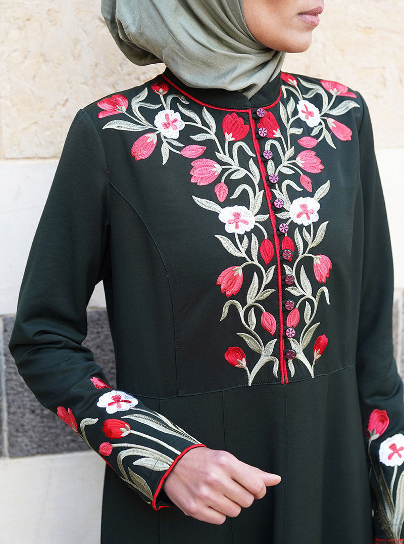 Ma'wa Embroidered Abaya Gown