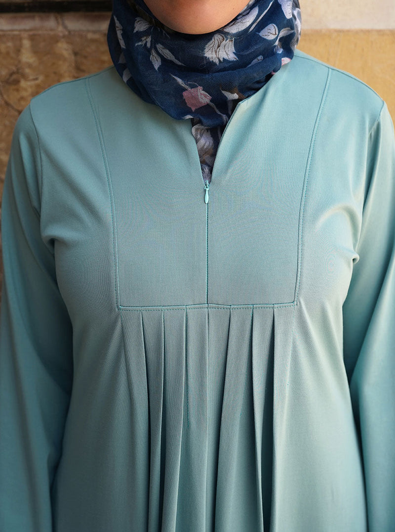 Zipped Neck Abaya with Pleats