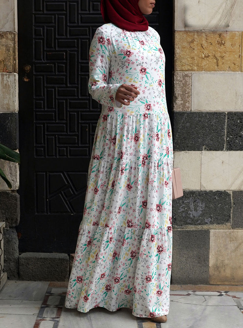 Tiered Printed Abaya