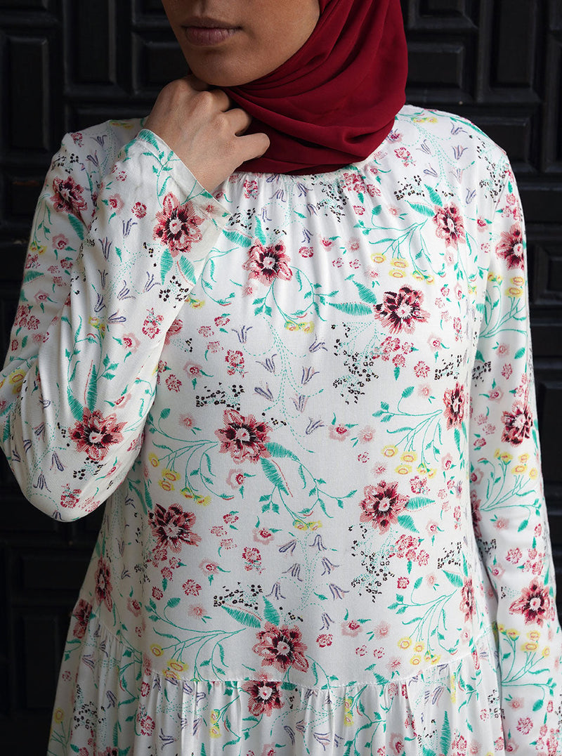 Tiered Printed Abaya