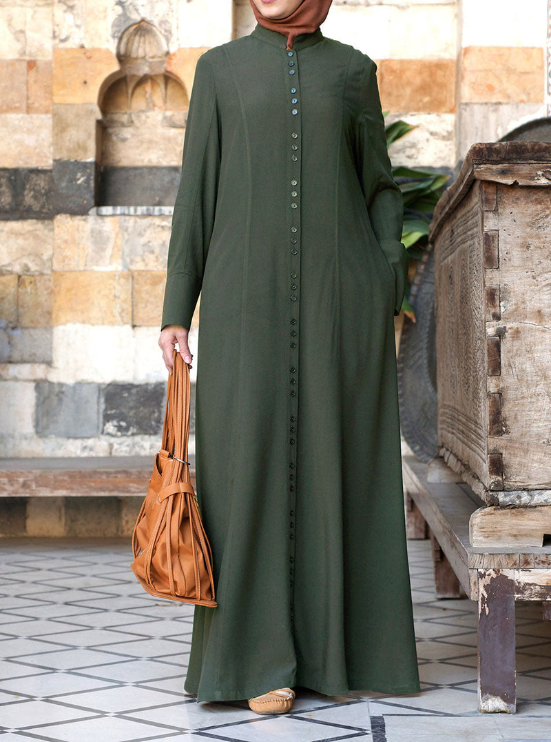 Button Cluster Shirtdress Abaya