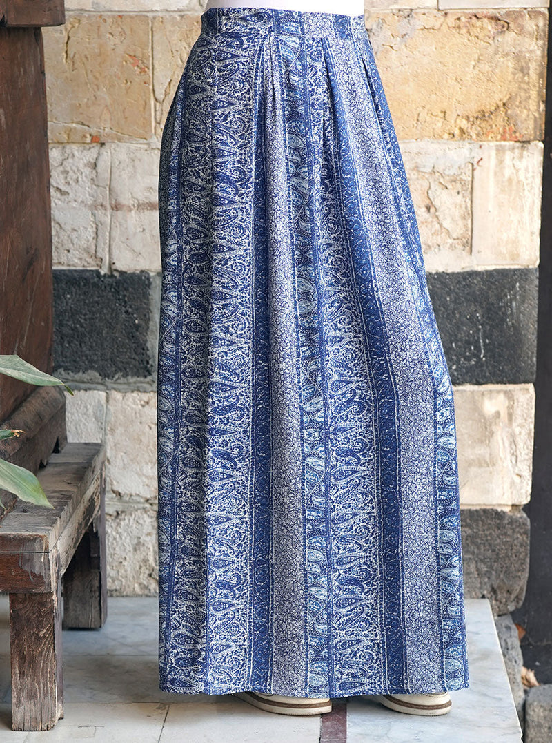 Printed Deep Pleated Skirt