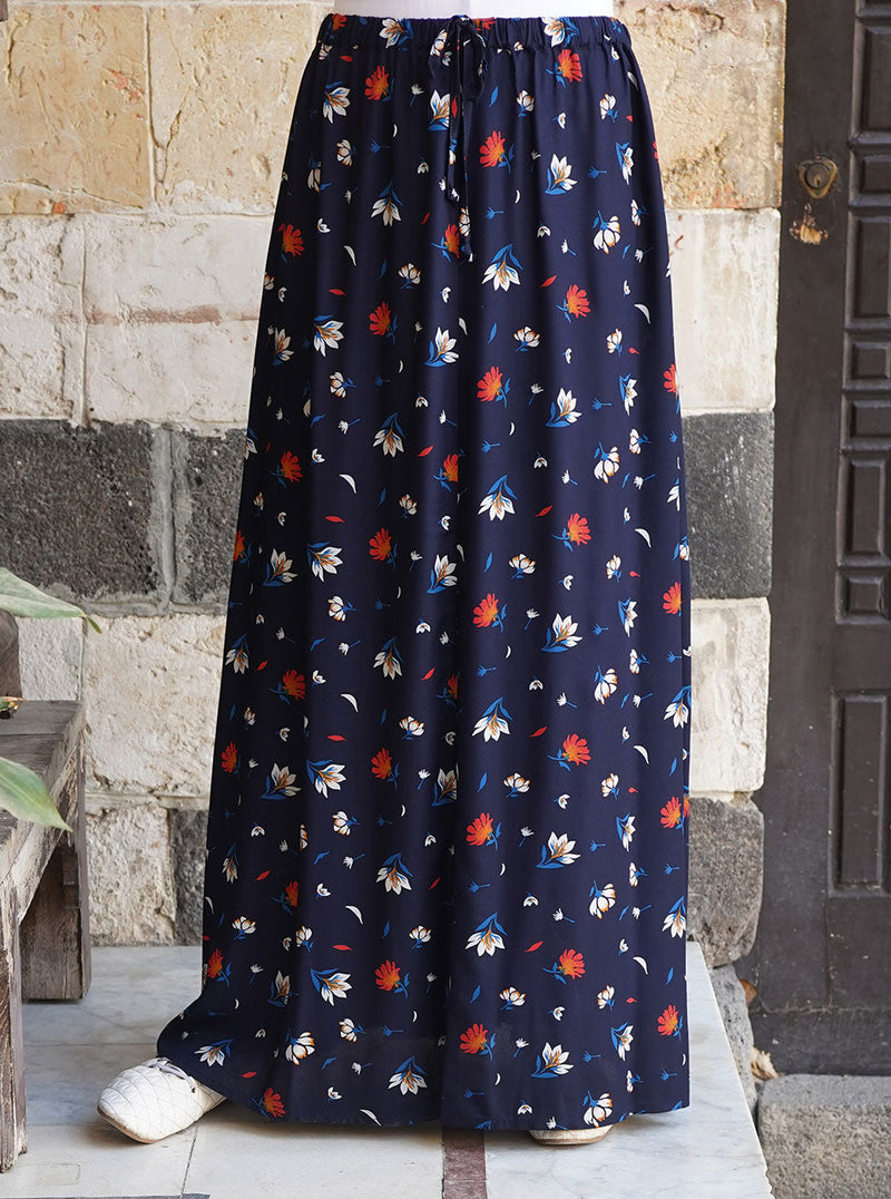 Printed Elasticized Waist Maxi Skirt