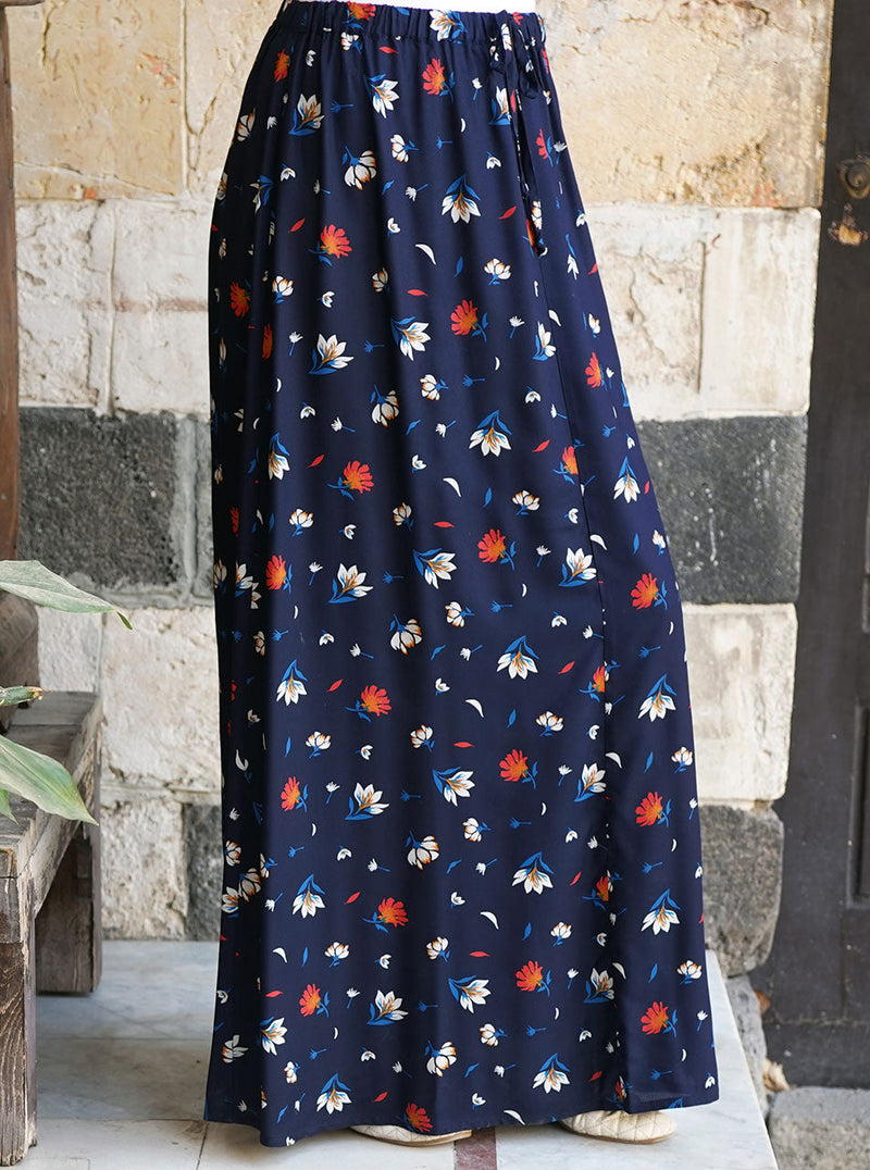 Printed Elasticized Waist Maxi Skirt