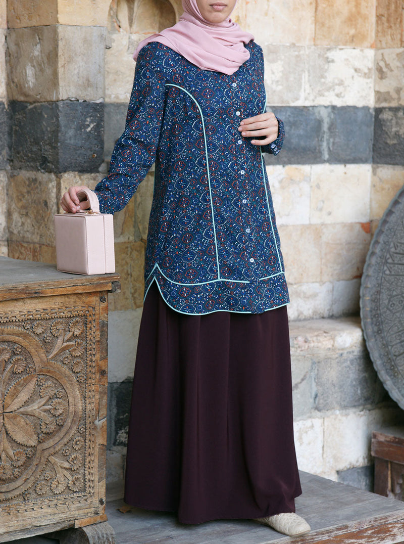 Printed Piped Detailing Shirt