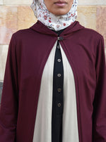 كارديغان جيرسيه ثنائي اللون بقبعة