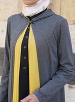 كارديغان جيرسيه ثنائي اللون بقبعة