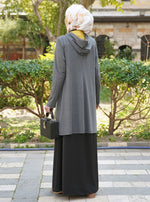 كارديغان جيرسيه ثنائي اللون بقبعة