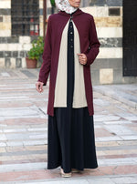 كارديغان جيرسيه ثنائي اللون بقبعة